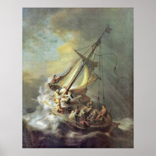 Poster Tempestade no mar da Galileia por Rembrandt van Ri