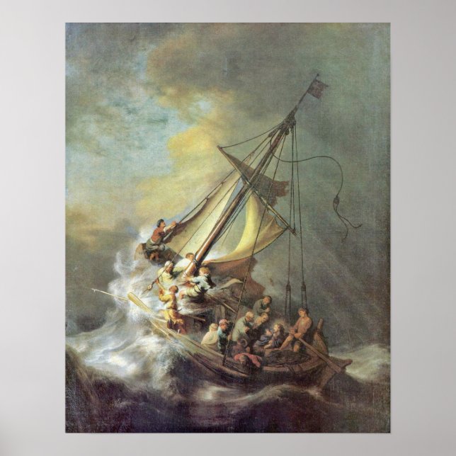 Poster Tempestade no mar da Galileia por Rembrandt van Ri (Frente)