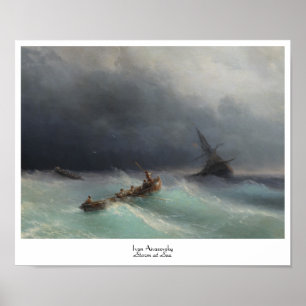 Pôster Tempestade no mar Ivan Aivasovsky paisagem marítim