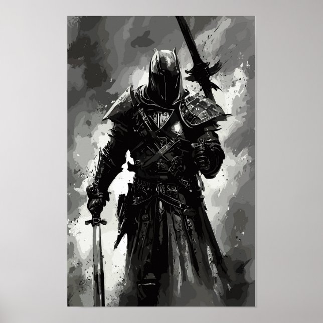 Poster Templar Knight O cruzador/guerreiro abstrato (Frente)