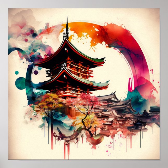 Poster Temple Coloré Japon (Frente)