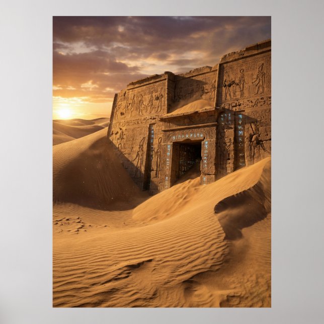 Poster Templo Antigo Deserto Arte Ficção Científica (Frente)