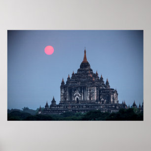 Poster Templo Budista ao Pôr do Sol