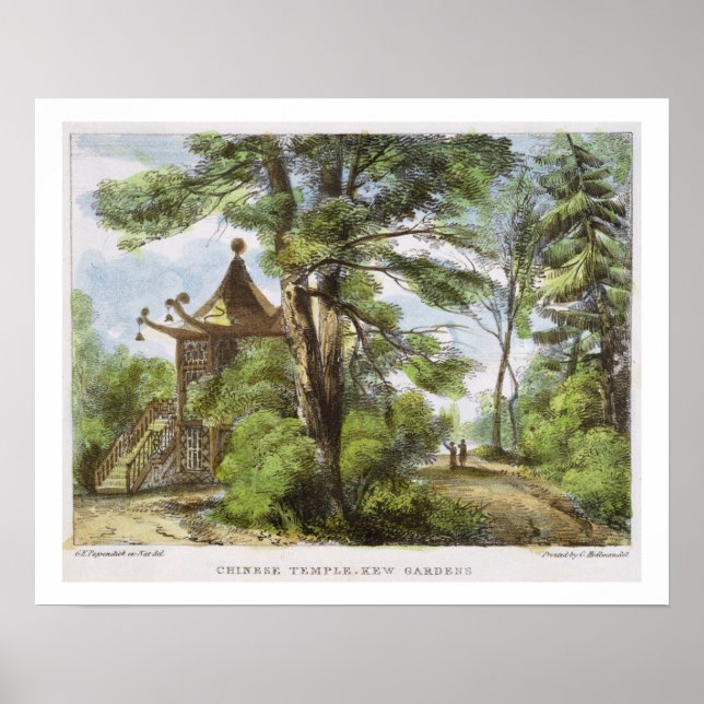 Pôster Templo Chinês, Jardins Kew, placa 13 de Kew Ga (Frente)
