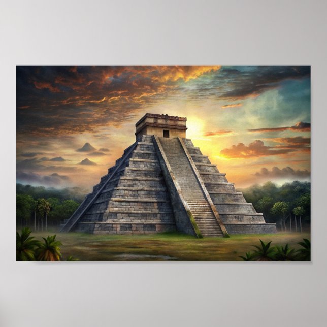 Poster Templo de Chichen Itza Mayan no México (Frente)