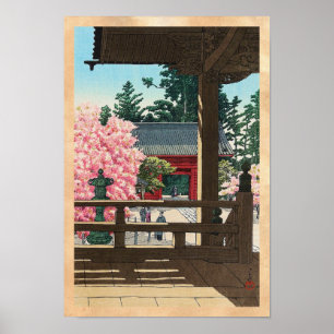 Poster Templo de Fudô em Meguro, arte de Tokyo Hasui