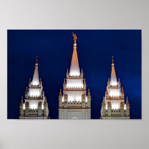 Poster Templo de Mormon de Salt Lake LDS na noite