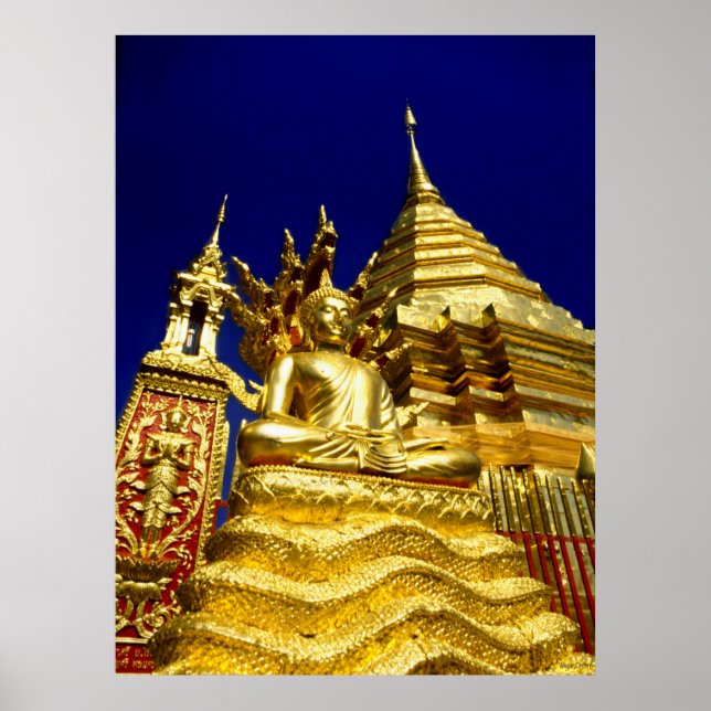 Poster Templo de ouro - Chiang Mai - Tailândia (Frente)