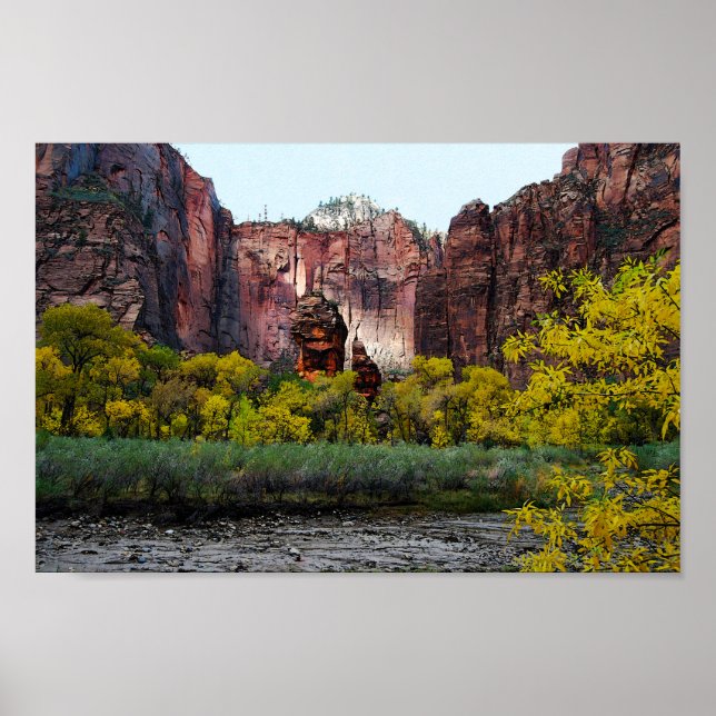 Pôster Templo de Sinawava, Zion em Utah, 12x8 (Frente)