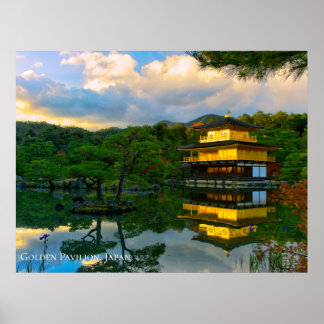 Poster Templo do Pavilhão Dourado Kyoto Japão Paisagem