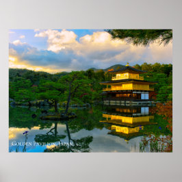 Poster Templo do Pavilhão Dourado Kyoto Japão Paisagem