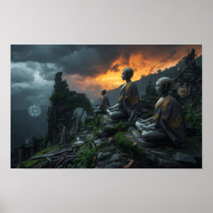 Poster Templo dos Últimos Monges de IA: Ficção Científica