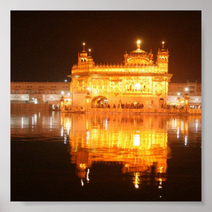 Pôster Templo dourado Amritsar India norte na noite
