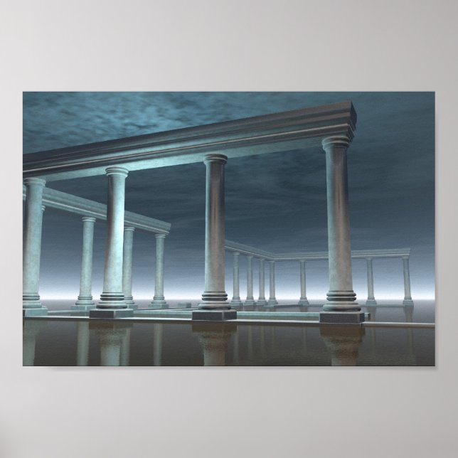 Poster Templo Grego Afogado Ruína em Lua (Frente)