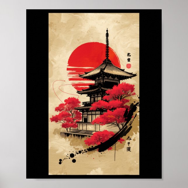 Poster Templo Japonês de Quioto - Tóquio (Frente)