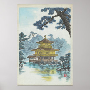Poster Templo Kinkakuji Kamei Tobei - Arte em Cenário 