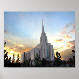 Poster Templo mórmon Oquirrh Mountain LDS utah pôr do sol