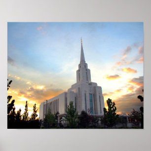 Poster Templo mórmon Oquirrh Mountain LDS utah pôr do sol