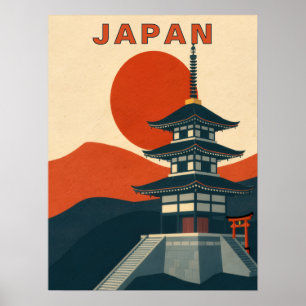 Poster Templo Pagode Japão Viagem Arte
