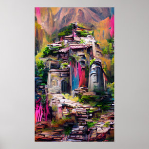 Poster Templo - Pintura Colorida de Abstrato