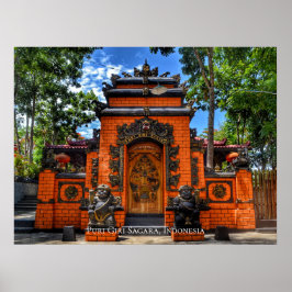 Poster Templo Porta Budismo Indonésia Destino de Viagem