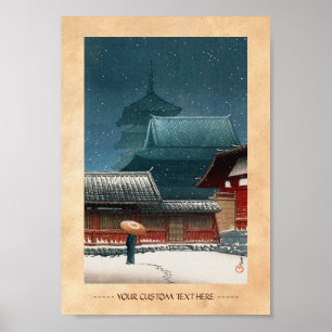 Poster Templo Tennô-ji em Osaka hasui kawase shin hanga