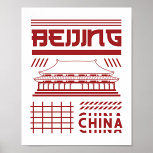 Poster Templo Urbano Gráfico de Pequim China