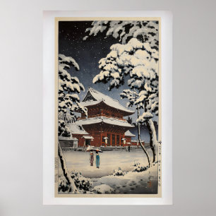 Poster Templo Zozoji na Neve por Tsuchiya Koitsu Vintage