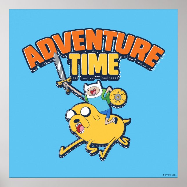 Poster Tempo de Aventura | Finn Riding Jake (Frente)