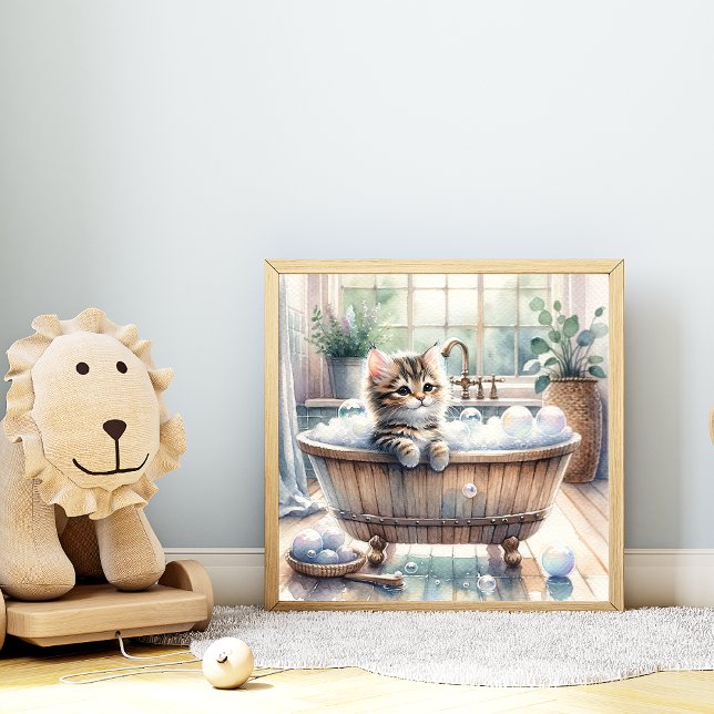 Poster Tempo de Banho de Gatinho Bastante Bonito (Criador carregado)