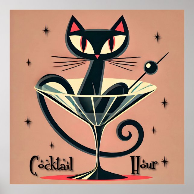 Poster Tempo de Futuro Atômico, Black Cat Martini (Frente)