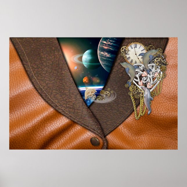 Poster Tempo de golfinho em couro (Frente)