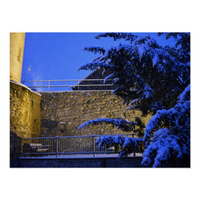 Pôster Tempo de inverno, neve nas árvores (Frente)