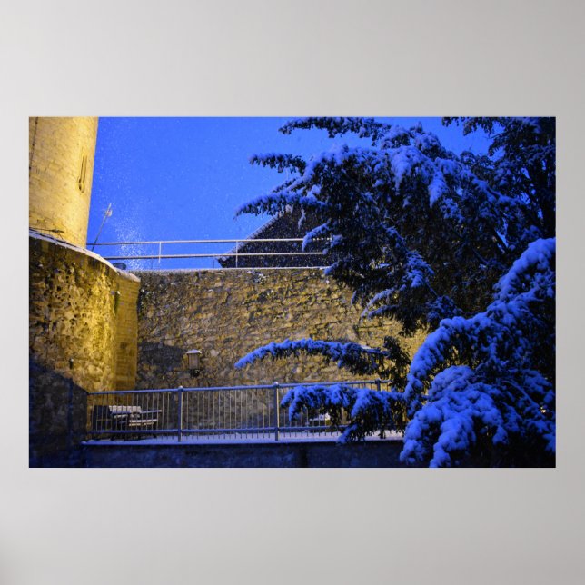 Poster Tempo de inverno, neve nas árvores (Frente)