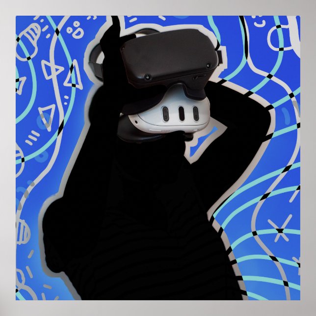 Poster Tempo de Jogos do Headset VR Fundo Dinâmico (Frente)