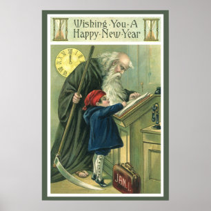 Poster Tempo do pai que deseja lhe um feliz ano novo