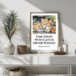 Poster Tempo Gasto com Gatos Cartaz Motivacional Fofo