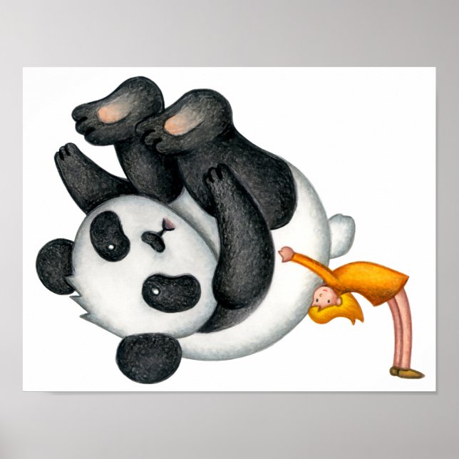 Poster Tempo gentil passado interagindo com pandas. (Frente)