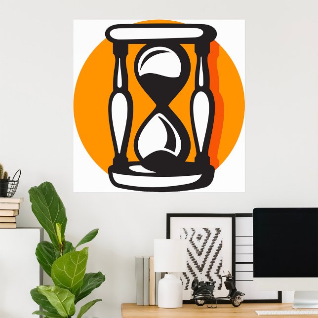 Poster Tempo Mínimo do Timer de Hourglass Retro (Criador carregado)