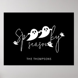Poster Temporada Assustadora Fantasmas Preto E Branco Hal