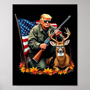 Poster Temporada de Caça ao Veado Camuflada Bandeira EUA