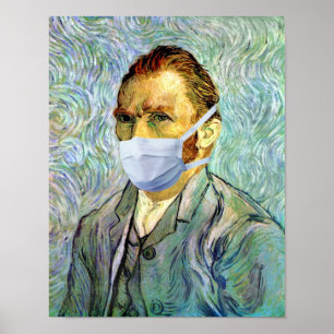 Pôster Temporada de Gripe Van Gogh Com Máscara