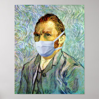 Pôster Temporada de Gripe Van Gogh Com Máscara