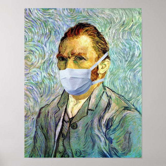 Pôster Temporada de Gripe Van Gogh Com Máscara (Frente)