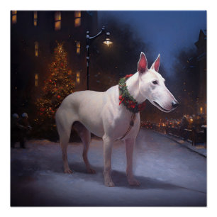 Pôster Temporada Festiva de Natal do Bull Terrier