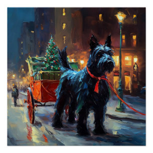Pôster Temporada Festiva de Natal do Scottish Terrier