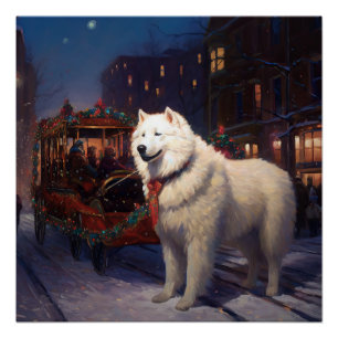 Pôster Temporada Festiva de Natal Samoyed