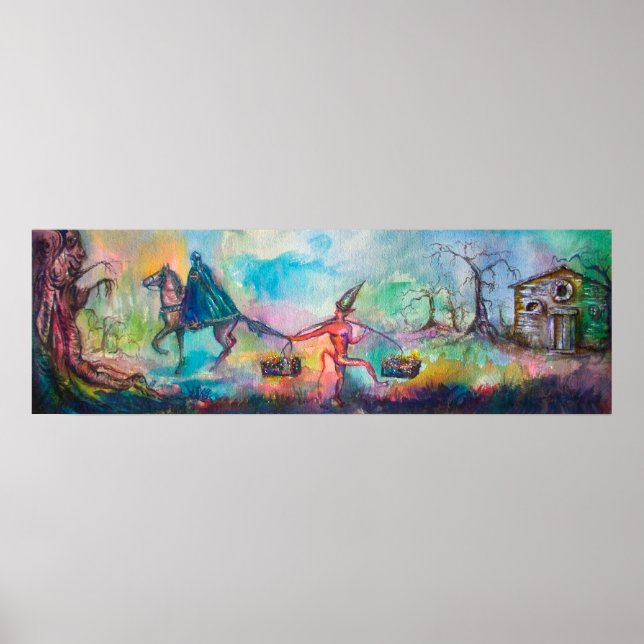 Pôster TEMPTAÇÃO Cavaleiro escuro e tesouro do diabo, azu (Frente)