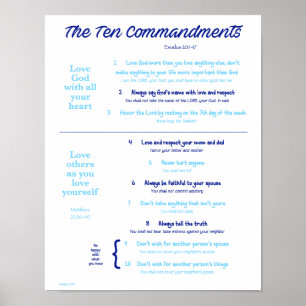 Pôster Ten Commandments for Kids--Navy/Light Blue