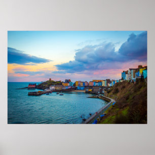 Poster Tenby Harbor, South West Wales, UK